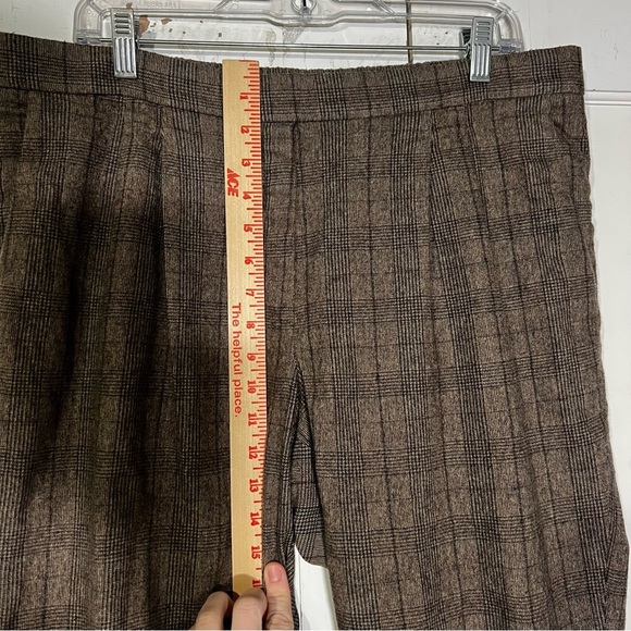 Babaton Aritzia Cohen Pants Pleated Glen Plaid CASHMERE Check Tan Size 16 Career - Picture 6 of 11